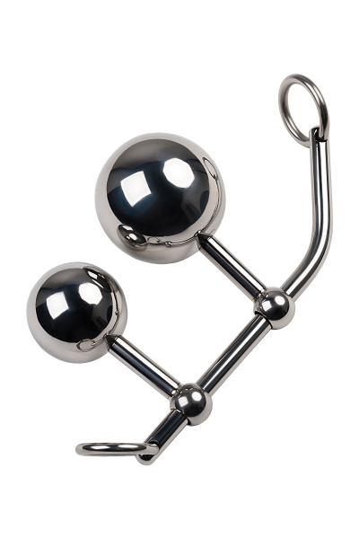 Стринги с двумя шарами, TOYFA Metal, металл, серебристый,  281гр